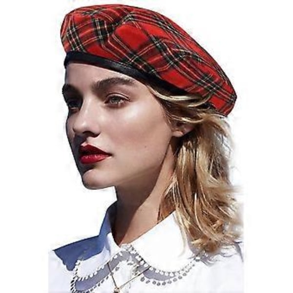 Dam Beret i Konstläder Vintage (röd)
