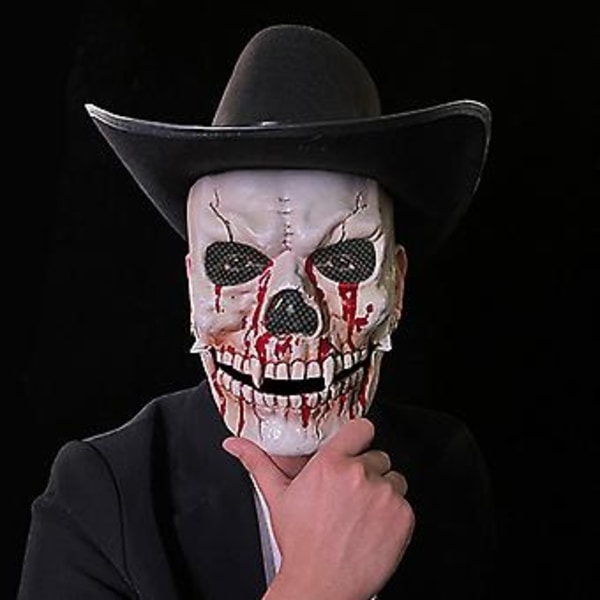 1 stk Halloween Bevægelig Mund Skallemaske Cosplay Gyser Blodig Skelet Morder Djævel Plastik Hjelm Spøgelseshus Fest Kostume (A1)