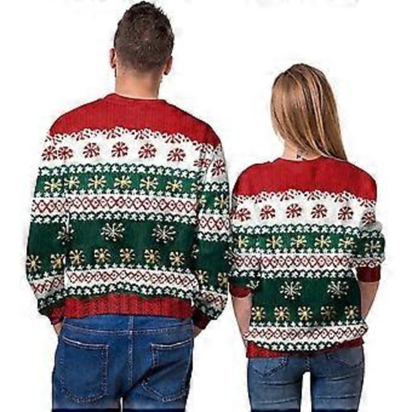 Unisex Jultröja med 3D-tryck, rolig design, för män och kvinnor (XL A)