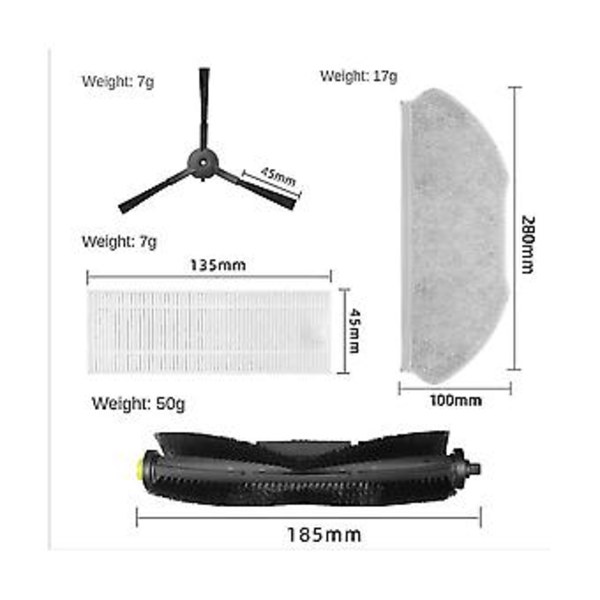 Til 360 Robotstøvsuger X100 S10 Max Udskiftningssparedele Tilbehør Hovedsidebørste Mop C ( )