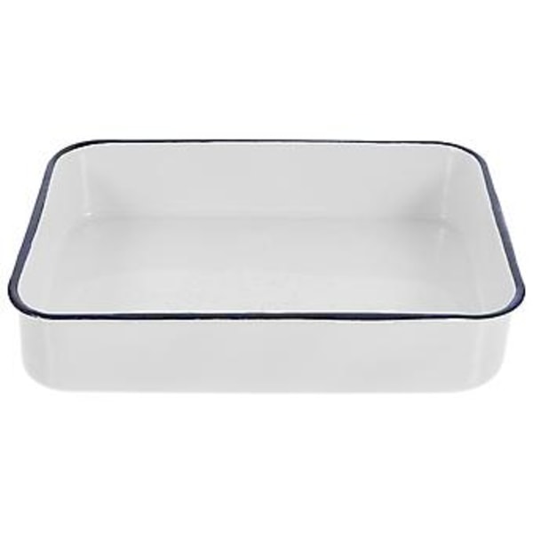 Emaljerad Ugnsform Multifunktionell Emaljerad Avlång Pajform Djup Kant Bbq Matform 24.00X16.00X4.60CM