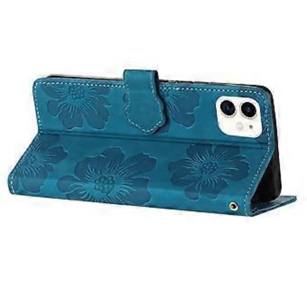Mobilskal för iPhone 11 med blommor, präglat PU-läder, ställ och plånboksfodral (Stil A)