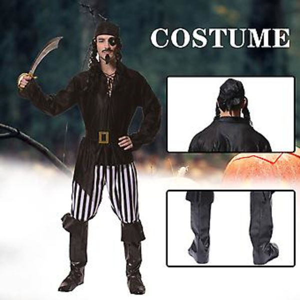 Halloween Pirat Cosplay Kostumer til Mænd Sceneoptræden Rollespil Bær ( )