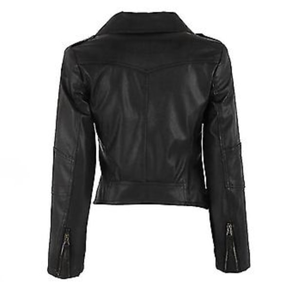 Læder Motorcykeljakke til Kvinder med Lynlås, Punk Frakke, Biker Jakke Overtøj (XL)