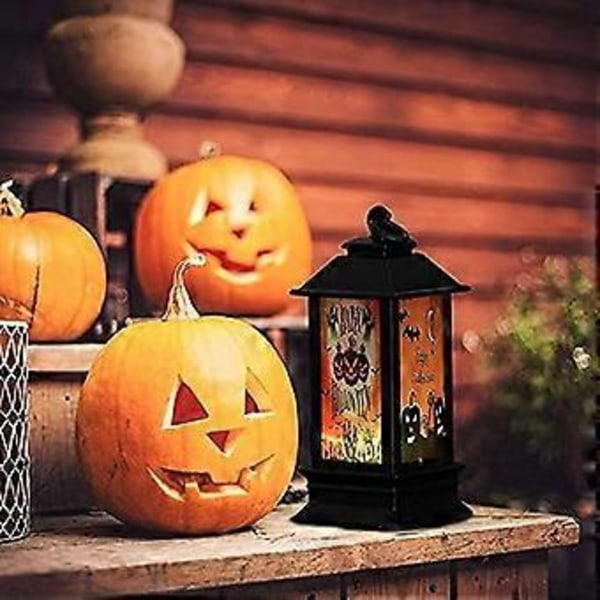 JZENZERO Halloween-teemainen LED-kynttilävalo Retro Nelikulmainen Lyhty Riippuva Liekitön Kynttilälamppu Koriste Kotiin Puutarhaan Pihalle