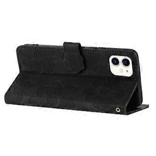 Til iPhone 11 Mobiltelefon Etui Blomster Præget PU Læder Stand Wallet Cover (Style E)