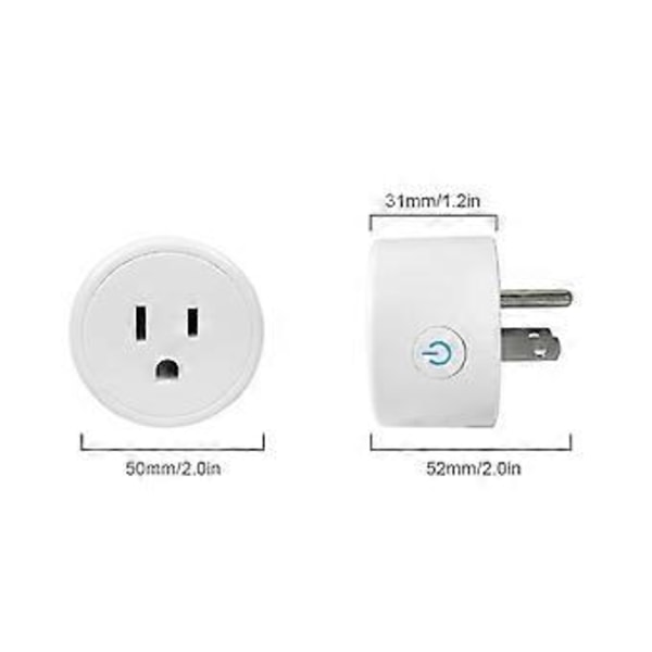 Smart Plug WiFi Stikdåse med Fjernbetjening & Timer Funktion Fungerer med & Assistent 10A Smart Stik Ingen Hub Nødvendig 2.4G Wi-Fi Kun