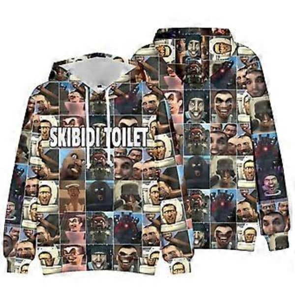 Skibidi Toilet Trykte Gutter Jenter Barn Casual Hetter Gøy Trykt Genser Hettestropp Jumper Topper (6-7 År A)