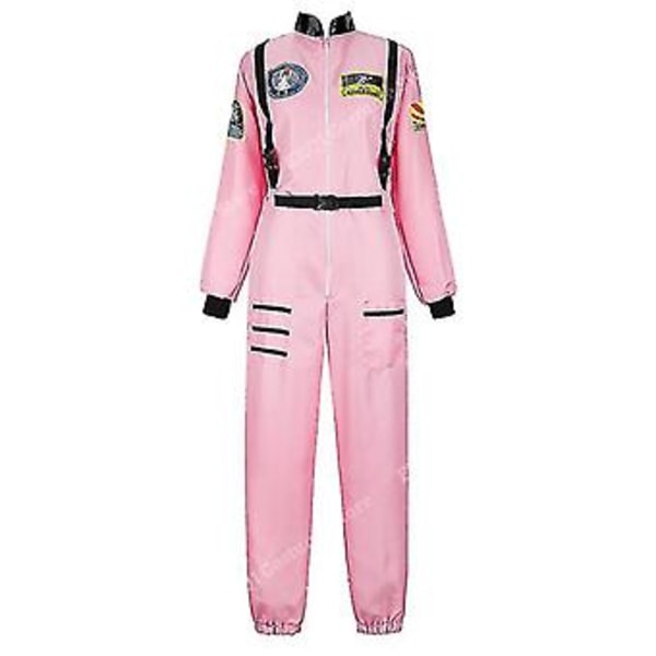 Astronautdräkt Rymddräkt För Vuxen Cosplay Kostymer Blixtlås Halloween Kostym Par Flyg Jumpsuit Plus Size Uniform-r (XXL Rosa)