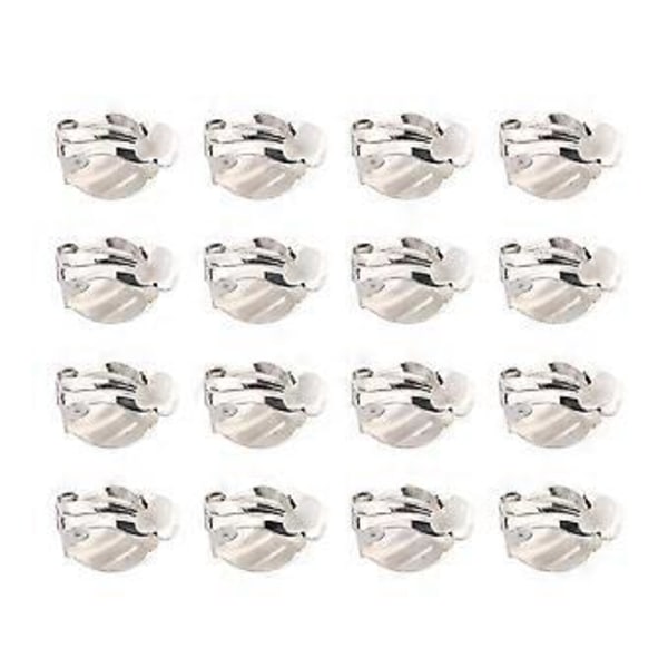 20 st Öronclips på Örhängen Omvandlare Platt Rund Örhänge Komponenter Smyckesverktyg för DIY Örhängen Icke Hål i Öronen (10mm, Silver)