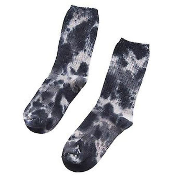 Mode Wild Skateboard Tykke Bomuldsstrømper Par Tie Dyed Trendy Retro Sok Uni (Sort)