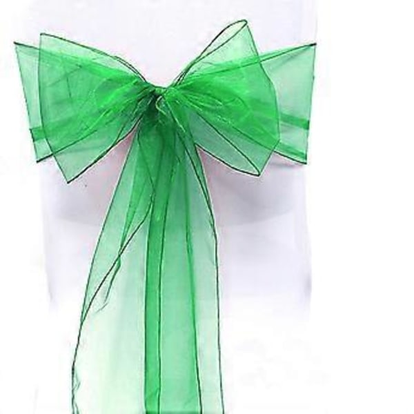 Organza Stolskydd Bred Tulle Bågar Band Sash Knyt Bröllop Fest (10 St Grön)