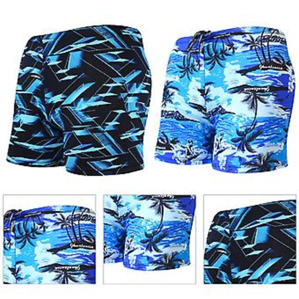 Fianao Herre Badebukser Fargerike Trykk Hurtigttørkende Slim Fit Badebukser for Strand (L Hvit)
