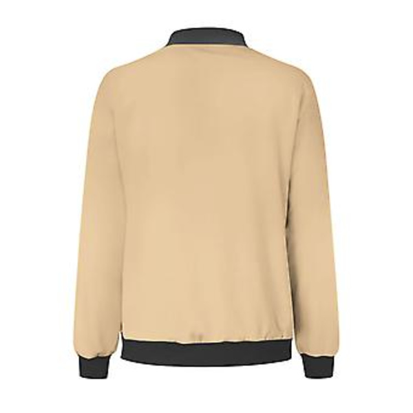 Damejakke Letvægts Lynlås Casual Bomberjakke Frakke Stående Krage Kort Overtøj Topper XL Khaki