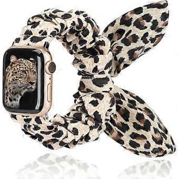 Kompatibel med Apple Watch Rem 42/44/45mm med Butterfly Bow/Bunny Ears Kludstof Elastisk Scrunchy Armbånd Kvinder Pige iWatch Serie SE 7 6 5 4
