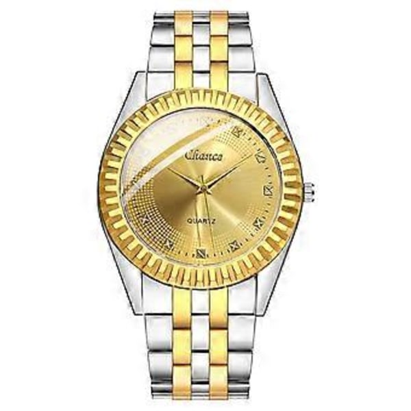 Men's Crystal Watch - Golden Stainless Steel Sophistication, Fashionable for Men  C