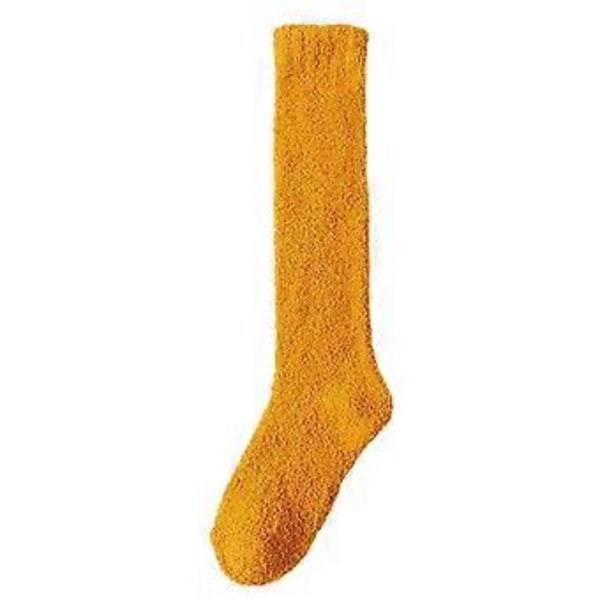 Dam Stretchy Varma Korall Fleece Strumpor Vinter Knähög Mjuka Sängstrumpor Toffelstrumpa (Gul)