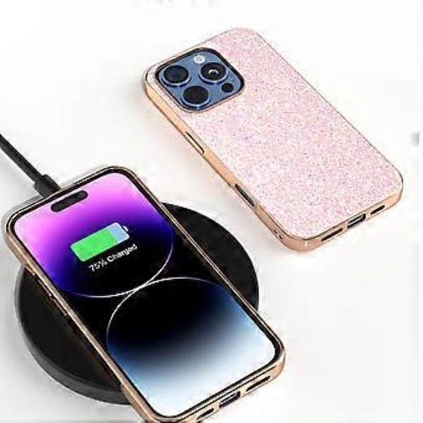 För iPhone 16 Pro Max Skal Elektropläterad Telefonfodral Färgglatt Glitter Design PU+TPU Skyddsfodral (Stil B)
