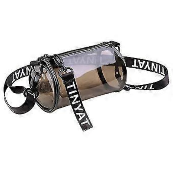Vattentät Pvc Jelly Väska Dam Crossbody Väska Mini Cylinder Mobiltelefonväska (flera alternativ) (svart)