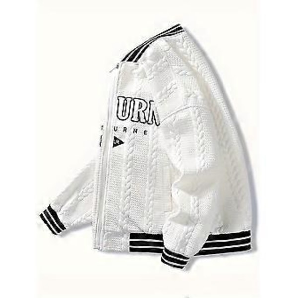 Jakke Baseball Uniform Hverdagslig Casual Par Trendy Merke Allsidig Jakke(L Hvit)