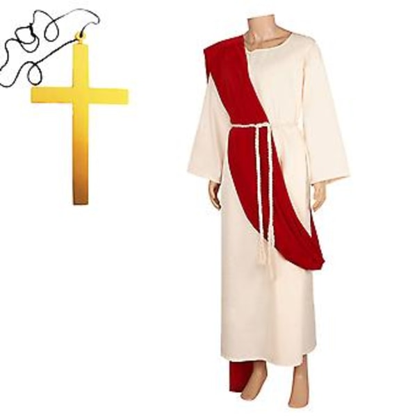 Jesusdräkt för Vuxna Män, Bibliskt Religiös Kristusdräkt Inkluderar Midjerop för Lärjunge Kostymer (XXL)