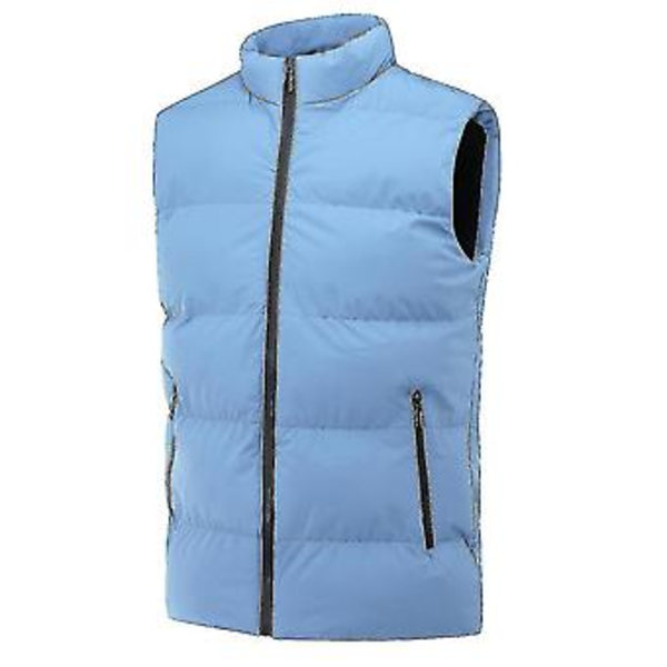 Mäns Lättvikts Vikbar Dunväst Quiltad Slank Puffer Väst (L Blå)