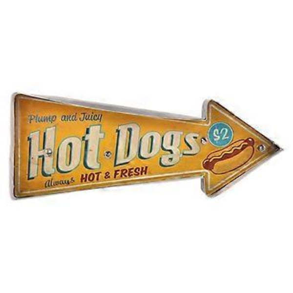 Retro Dekor Metal Skilt Neon Dekor Glas Neon Lampe Lys Hotdog Retningsbelysning