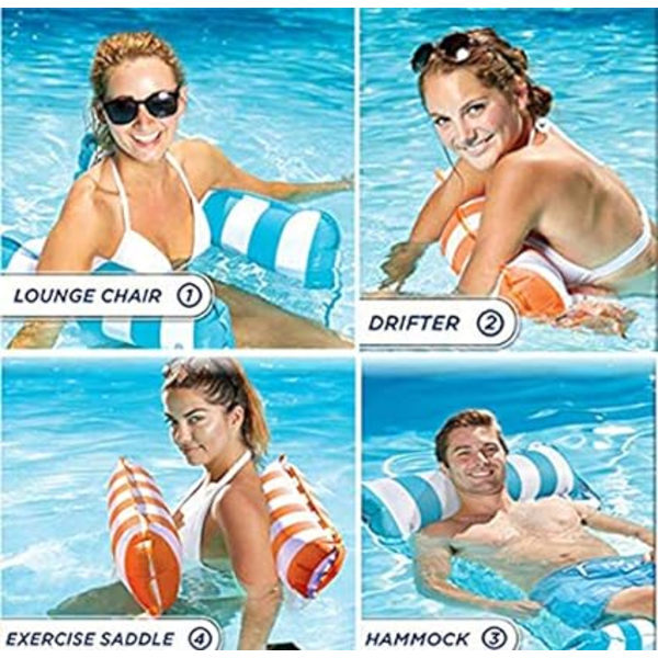 Uppblåsbar hängmattsluftmadrass Hängmattsmadrass Fällbar pool flytande säng Vattensoffa Simbassäng Lounge Badmadrass Flytande säng för vuxna (Orange)