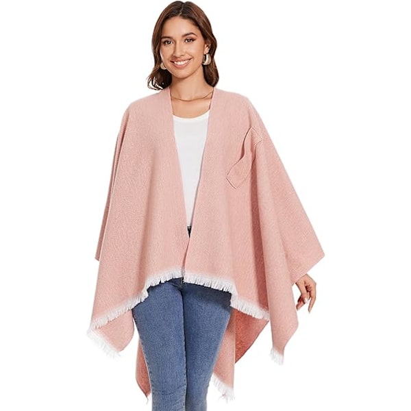 Elegant Damekappe med Åben Front, Blød Poncho, Velegnet til Forår, Efterår og Vinter