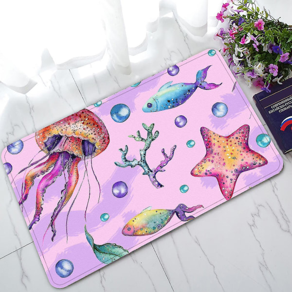 Seashell Starfish Watercolor Jellyfish Doormat Indoor/outdoor/bathroom Rugs 45x75 Cm