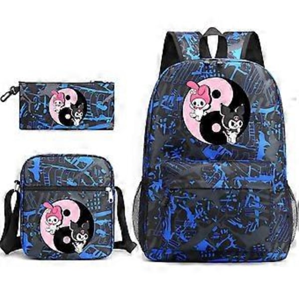 Kuromi Koululaukku Reppu Penaali Olkalaukku Kolmiosainen Set _10