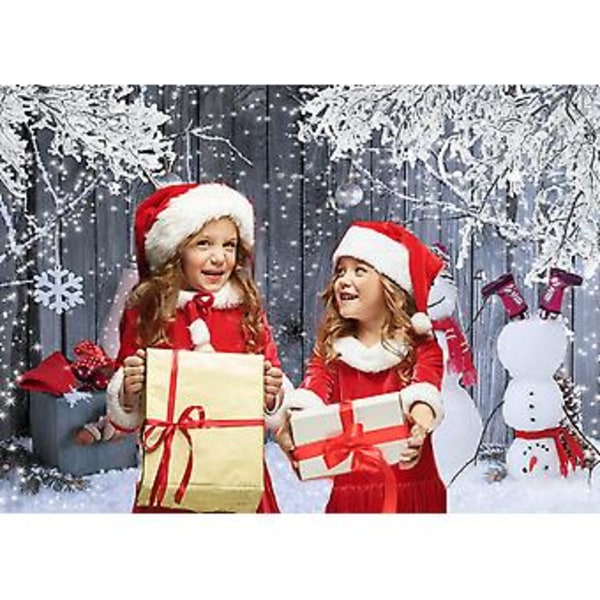 Heyone 8x6 fot julefotobakgrunn Vinter Snømann Gave Trebakgrunn Julaften Familiefestrekvisita Nyttårsfest Bakgrunn Julebanner