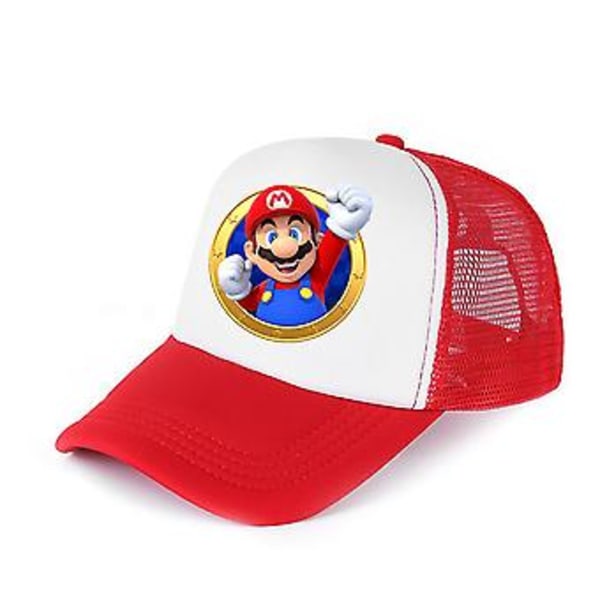 Super Mario Luigi Bros Hats Anime Cosplay Costume Retro Game Theme Mesh Baseball Cap Kids Boys Girls Creative Gifts( Red)