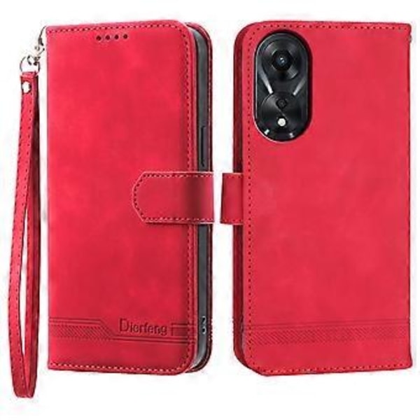 DIERFENG DF-03 for Oppo A78 5G Lær Telefonveske Linjer Avtrykk Deksel med Stativ Lommebok (Stil F)