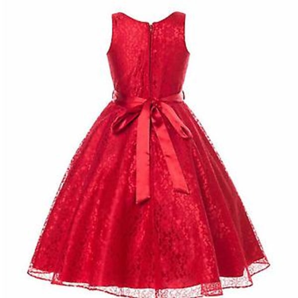 Flickor Barn Sleeveless Spetsklänning V-ringad Formell Bröllopsklänning Bollklänning Fest Swing Klänningar (8-9 År)