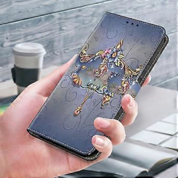 Til iPhone 16 Pro Max Cover PU Læder Wallet Flip Cover med Støttefunktion (Style E)
