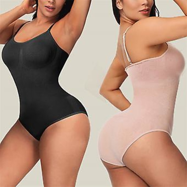 Body-muotoileva saumaton yhden kappaleen body shaper vatsa ja lantio muotoileva alusasu (S Apricot)