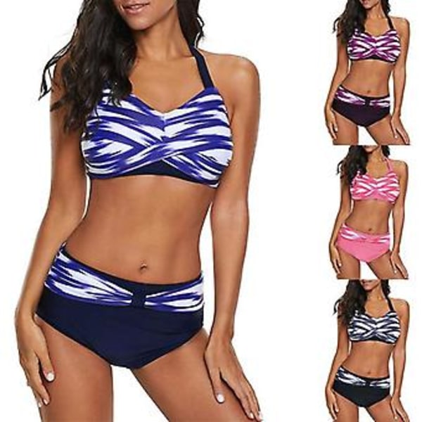 Girl’s swimsuit large size split bikini slim gradient sexy swimwear L Blue,