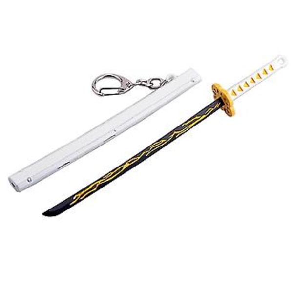 Demon Slayer Anime Svärd Nyckelring Mini Katana Nyckelringar Anime Nyckelring Cosplay Hänge Present-r (Gul)