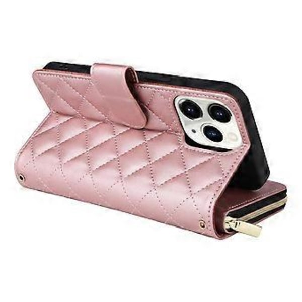 Til iPhone 11 Pro Etui Rhombus PU Læder Flip Telefon Cover Lynlås Pung (Style C)