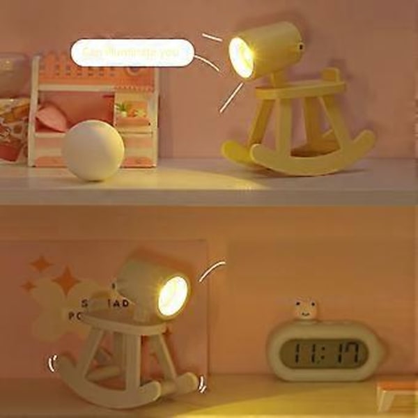Ny Uppgraderad Mini LED Skrivbordslampa Söt Liten Telefonhållare, Gung Häst Form för Barn (Rosa)
