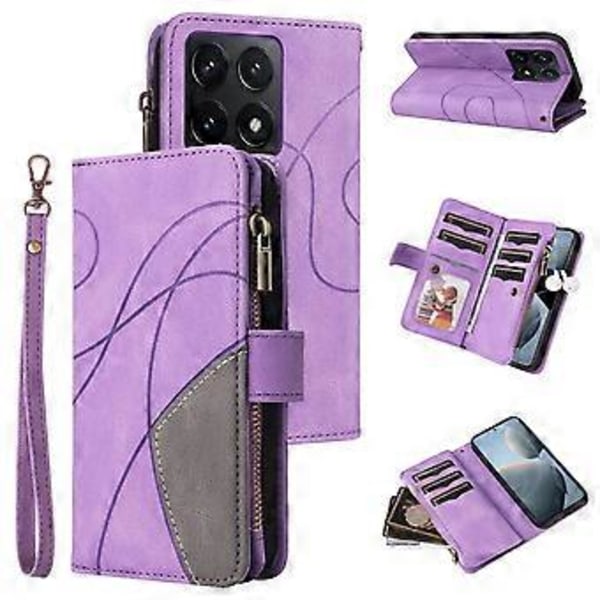 KT Multi-Function Series-5 Til Xiaomi 14T Etui Lynlås Pung Læder Telefon Cover Stativ (Style C)