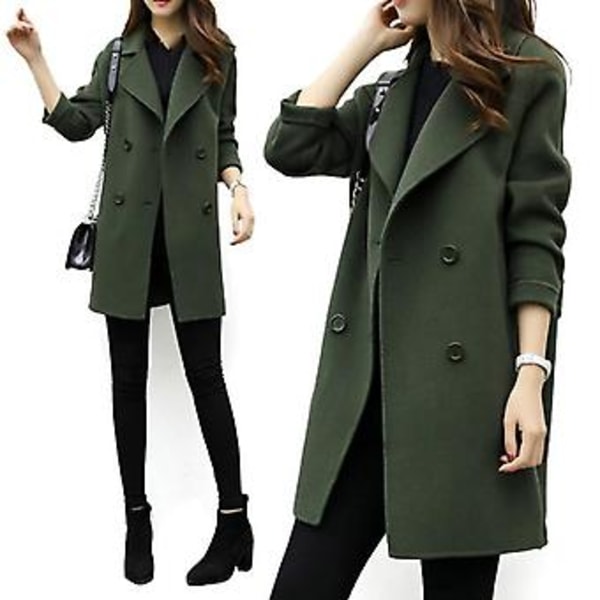 Vinterulljakke for kvinner, lang, casual, solid, slank, varm overfrakk, yttertøy (2XL Army Green)