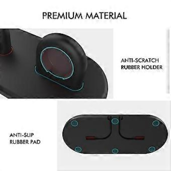 AHASTYLE PT116 til Apple Watch Dobbelt Position Opladningsstand Smart Watch Oplader Holder Base - Sort (Sort)