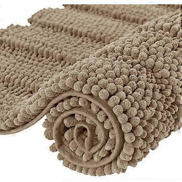 Luksusinen Chenille-raidallinen kylpymatto, 18x25 tuumaa, Pehmeä ja pörröinen kylpymatto, Imuva kylpyhuoneen matto, Liukumaton täydellinen matto suihkuun, makuuhuoneeseen, 
