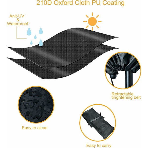 Parasollovertræk, Parasolbetræk, Parasolbetræk, Vandtæt, UV-resistent, til Parasoll Vandtæt Oxford (265cm(50X70X40), 210D)