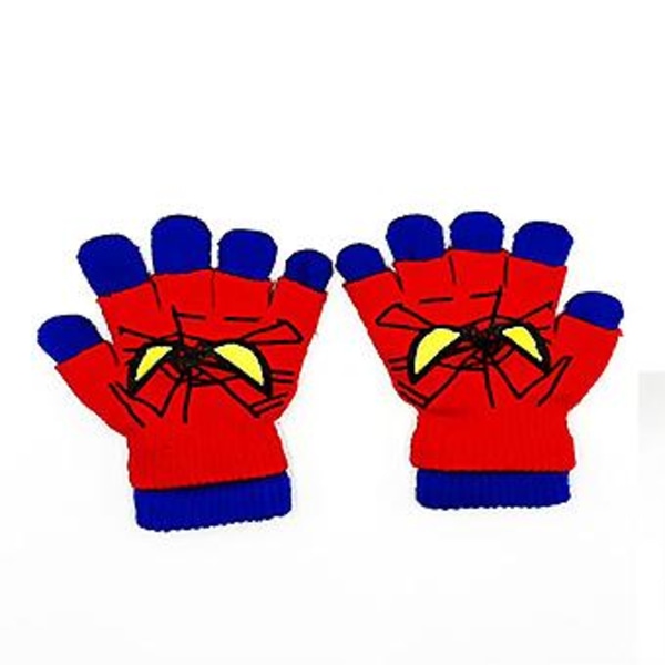 1 Par Barn Pojkar Spiderman Stickade Stretch Vantar Hela/Halva/Hela+Halva Finger Vantar Vinter Varma (Blå 2 St)