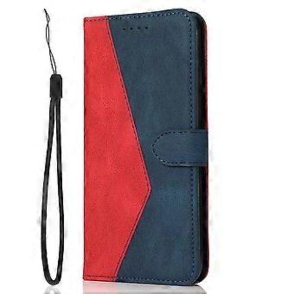 Fodral för Samsung Galaxy A26 5G Färgskarvning Plånboksställ Läder Telefonfodral med Handledsrem (Stil E)