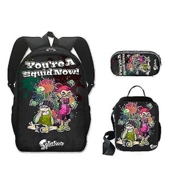 Splatoon 3  Game 3pcs/set Backpack Game Anime Printed School Bag Adult Kids Bags Unisex Hip Hop Y2k Cartoon Travel Daypack ( Style 5)