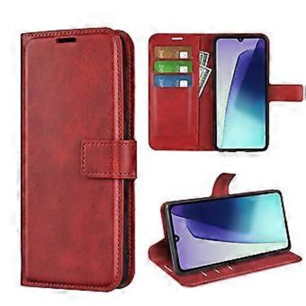 Xiaomi Poco C75 4G/Redmi 14R 5G/14C 4G -puhelin kotelo, jalustalla, naarmuuntumaton, vasikannahka kuvioitu (tyyli C)